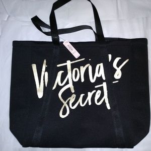 NWT VICTORIA'S SECRET BLACK TOTE LARGE